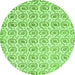 Round Machine Washable Abstract Green Modern Area Rugs, wshabs442grn