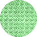 Round Abstract Emerald Green Modern Rug, abs442emgrn