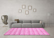 Machine Washable Abstract Pink Modern Rug in a Living Room, wshabs442pnk