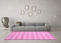 Machine Washable Abstract Pink Modern Rug, wshabs442pnk