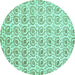 Round Abstract Turquoise Modern Rug, abs442turq