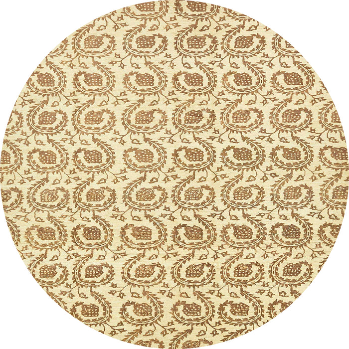 Round Abstract Sun Yellow Modern Rug, abs442