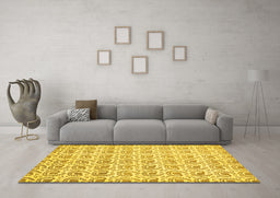 Machine Washable Abstract Yellow Modern Rug in a Living Room, wshabs442yw