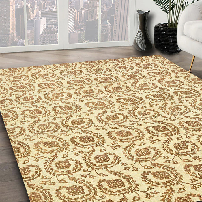 Abstract Sun Yellow Modern Rug in Family Room, abs442