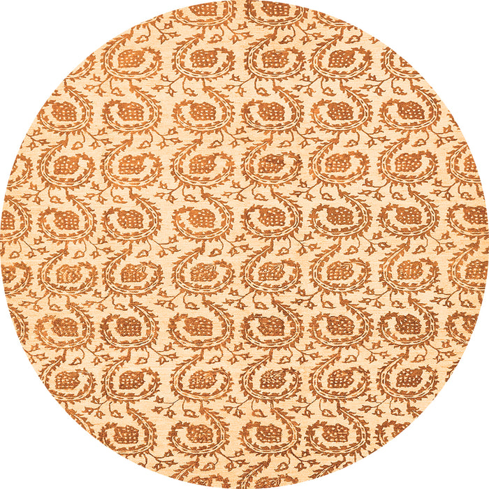 Round Machine Washable Abstract Orange Modern Area Rugs, wshabs442org