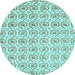 Round Machine Washable Abstract Light Blue Modern Rug, wshabs442lblu