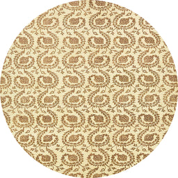 Round Machine Washable Abstract Sun Yellow Rug, wshabs442