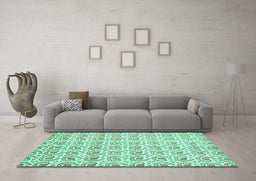 Machine Washable Abstract Turquoise Modern Area Rugs in a Living Room,, wshabs442turq