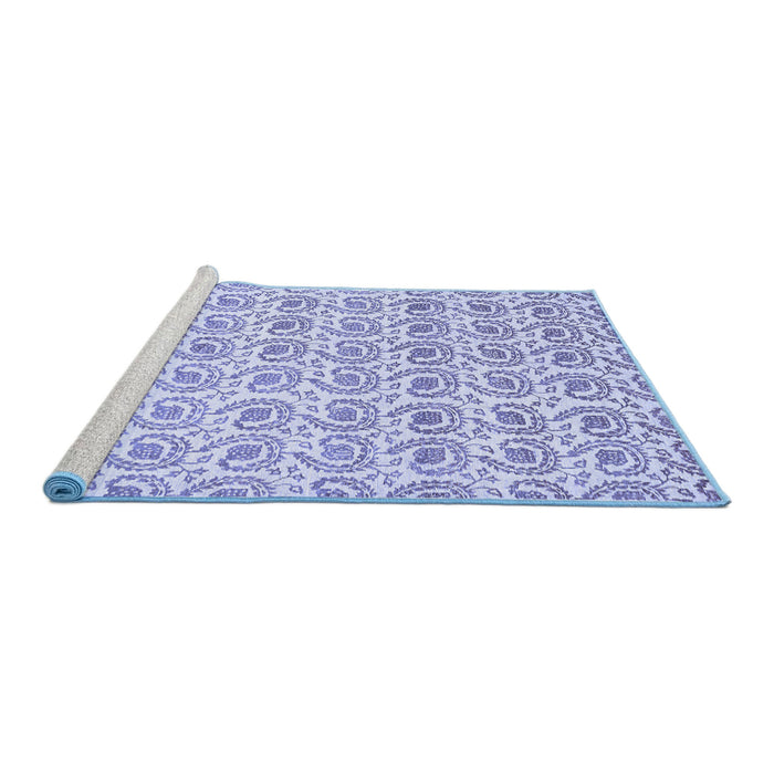 Sideview of Machine Washable Abstract Blue Modern Rug, wshabs442blu