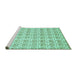 Sideview of Machine Washable Abstract Turquoise Modern Area Rugs, wshabs442turq