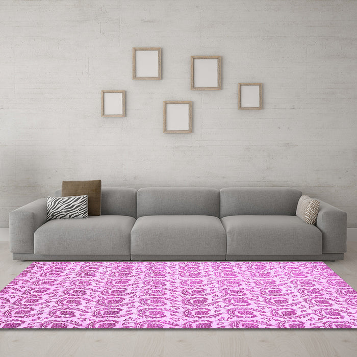 Machine Washable Abstract Purple Modern Area Rugs in a Living Room, wshabs442pur