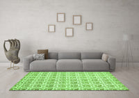 Machine Washable Abstract Green Modern Rug, wshabs442grn