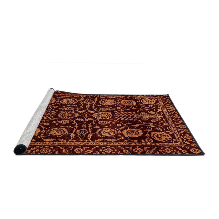 Sideview of Machine Washable Abstract Red Rug, wshabs443