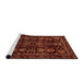 Sideview of Machine Washable Abstract Red Rug, wshabs443