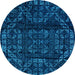 Round Machine Washable Persian Light Blue Bohemian Rug, wshabs4430lblu