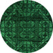 Round Machine Washable Persian Green Bohemian Area Rugs, wshabs4430grn