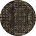 Round Persian Brown Bohemian Rug, abs4430brn