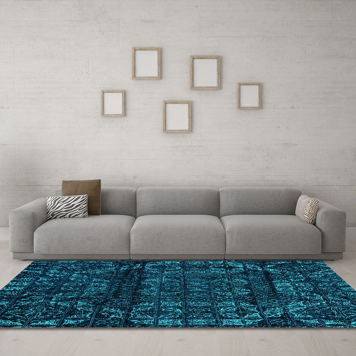 Machine Washable Persian Turquoise Bohemian Area Rugs in a Living Room,, wshabs4430turq