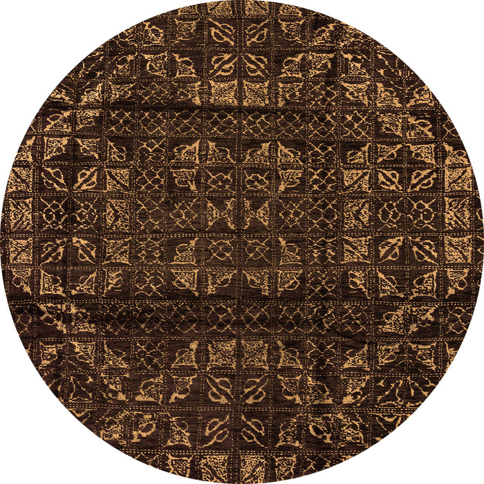 Round Machine Washable Persian Orange Bohemian Area Rugs, wshabs4430org