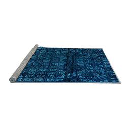 Sideview of Machine Washable Persian Light Blue Bohemian Rug, wshabs4430lblu