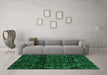 Machine Washable Persian Green Bohemian Area Rugs in a Living Room,, wshabs4430grn