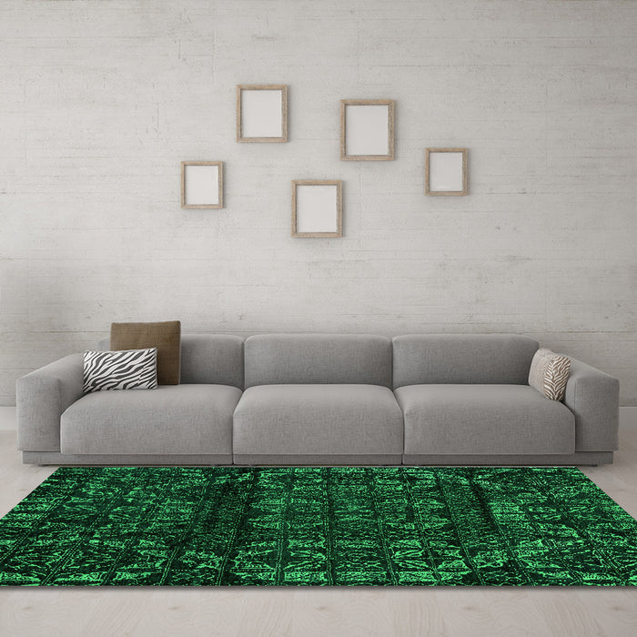 Machine Washable Persian Green Bohemian Area Rugs in a Living Room,, wshabs4430grn