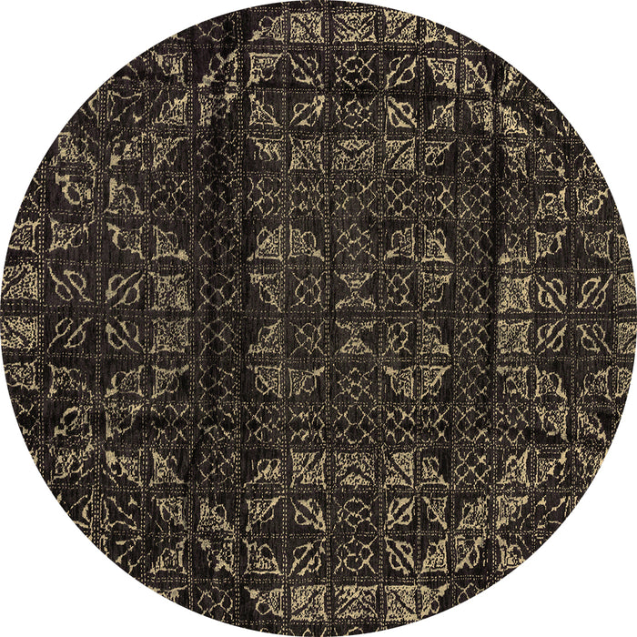 Round Machine Washable Persian Brown Bohemian Rug, wshabs4430brn