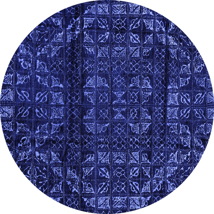 Round Machine Washable Persian Blue Bohemian Rug, wshabs4430blu