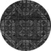 Round Machine Washable Persian Gray Bohemian Rug, wshabs4430gry