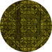 Round Persian Yellow Bohemian Rug, abs4430yw