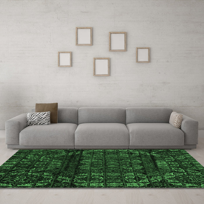 Machine Washable Persian Emerald Green Bohemian Area Rugs in a Living Room,, wshabs4430emgrn