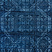 Square Machine Washable Abstract Bright Navy Blue Rug, wshabs4430