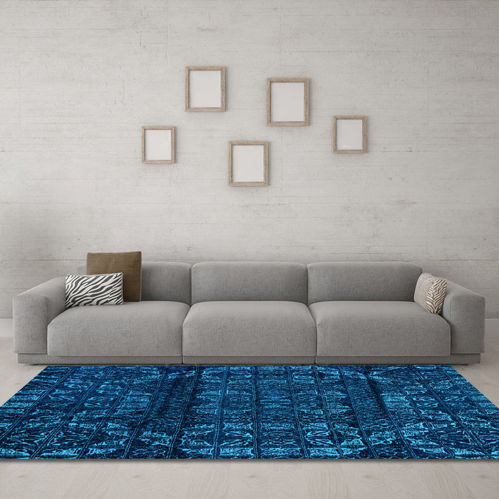 Machine Washable Persian Light Blue Bohemian Rug in a Living Room, wshabs4430lblu