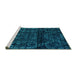 Sideview of Machine Washable Persian Turquoise Bohemian Area Rugs, wshabs4430turq
