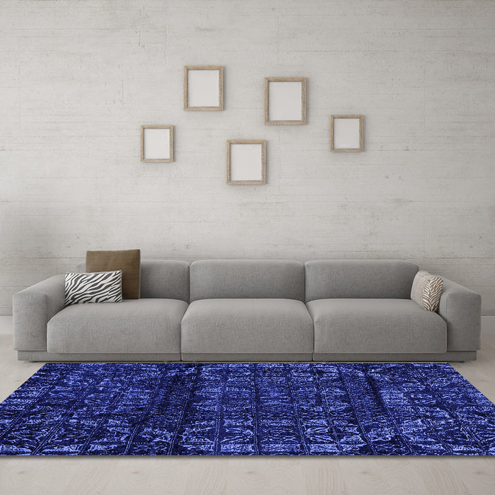 Machine Washable Persian Blue Bohemian Rug in a Living Room, wshabs4430blu