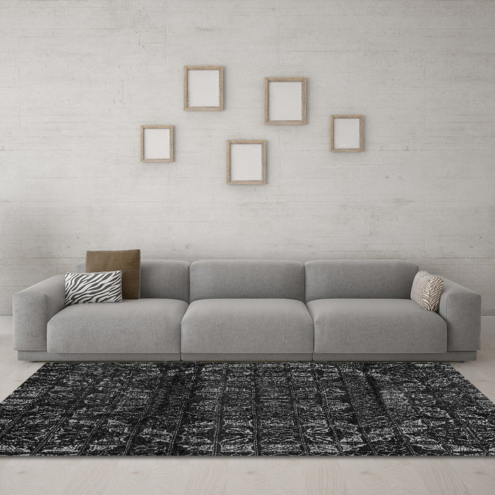 Machine Washable Persian Gray Bohemian Rug in a Living Room,, wshabs4430gry