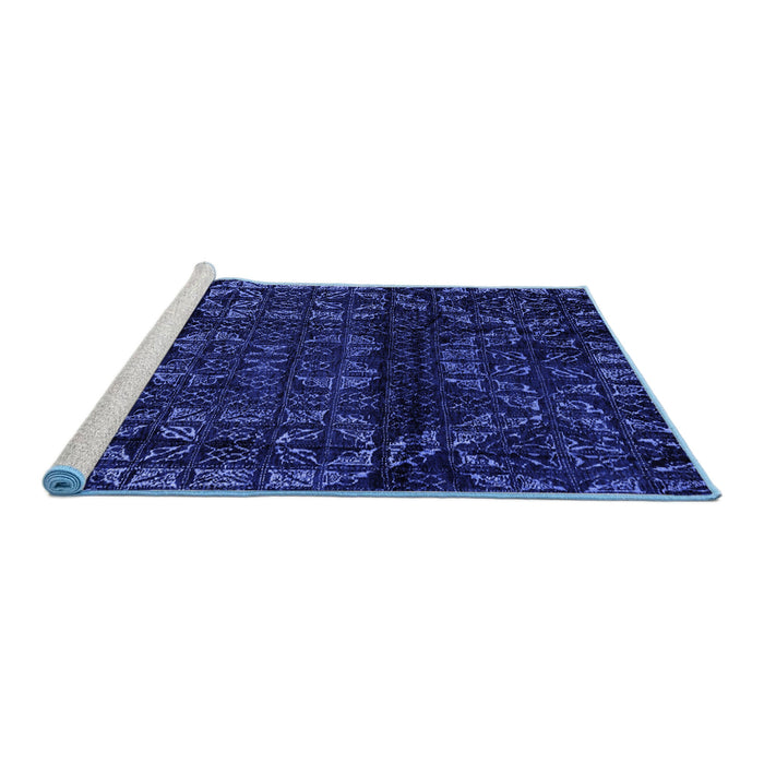 Sideview of Machine Washable Persian Blue Bohemian Rug, wshabs4430blu