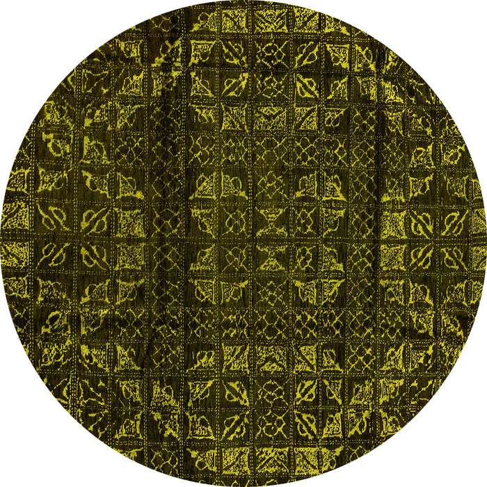 Round Machine Washable Persian Yellow Bohemian Rug, wshabs4430yw