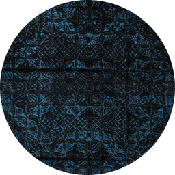 Round Machine Washable Abstract Black Rug, wshabs4431