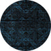 Round Machine Washable Abstract Black Rug, wshabs4431