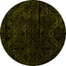 Round Abstract Yellow Modern Rug, abs4431yw