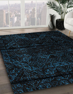 Abstract Black Modern Rug in Family Room, abs4431