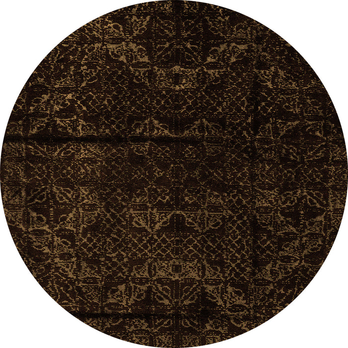 Round Machine Washable Abstract Orange Modern Area Rugs, wshabs4431org