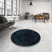 Round Abstract Black Modern Rug in a Office, abs4431