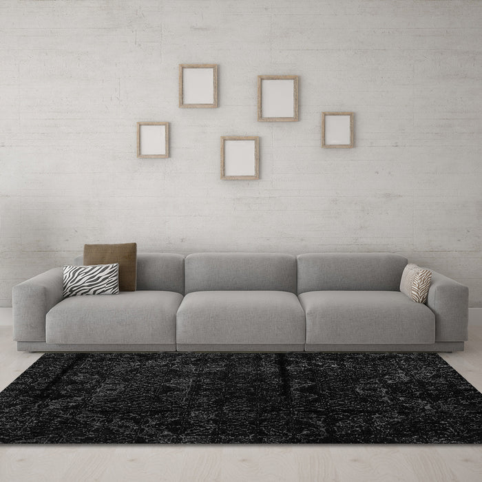 Machine Washable Abstract Gray Modern Rug in a Living Room,, wshabs4431gry