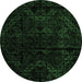 Round Abstract Emerald Green Modern Rug, abs4431emgrn