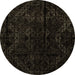 Round Abstract Brown Modern Rug, abs4431brn