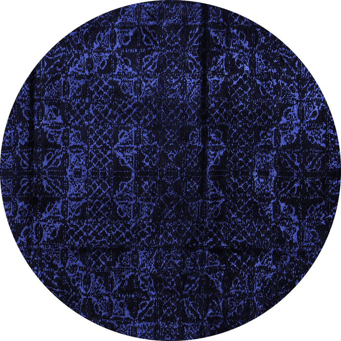 Round Abstract Blue Modern Rug, abs4431blu