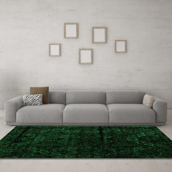 Machine Washable Abstract Green Modern Area Rugs in a Living Room,, wshabs4431grn