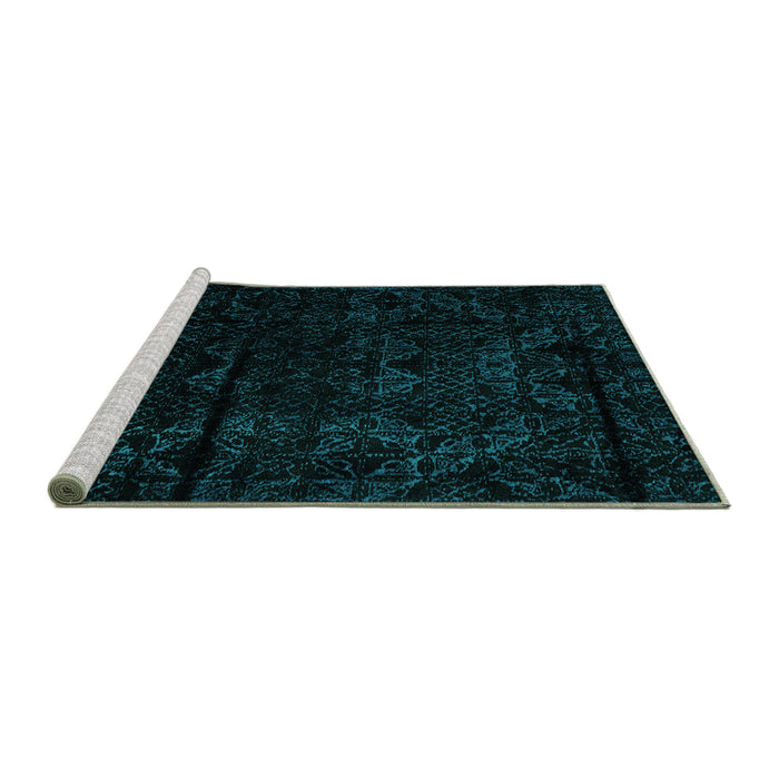 Sideview of Machine Washable Abstract Turquoise Modern Area Rugs, wshabs4431turq